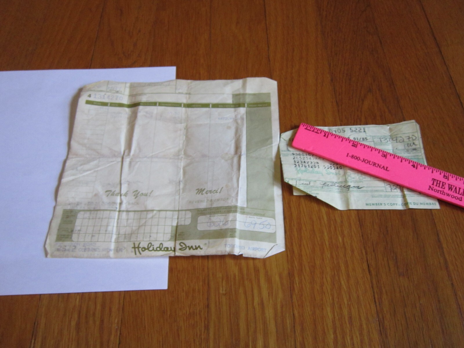 Vintage Holiday Inn Receipts 1980s Ontario Canada Collectible