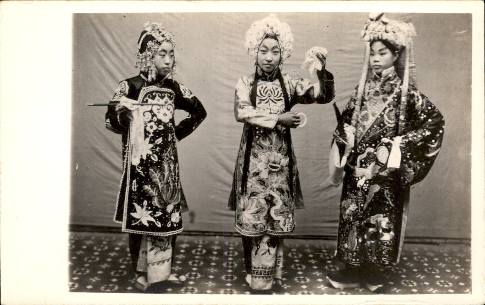 Beijing Peking Three women in costume c1920s Real Photo Postcard bhn
