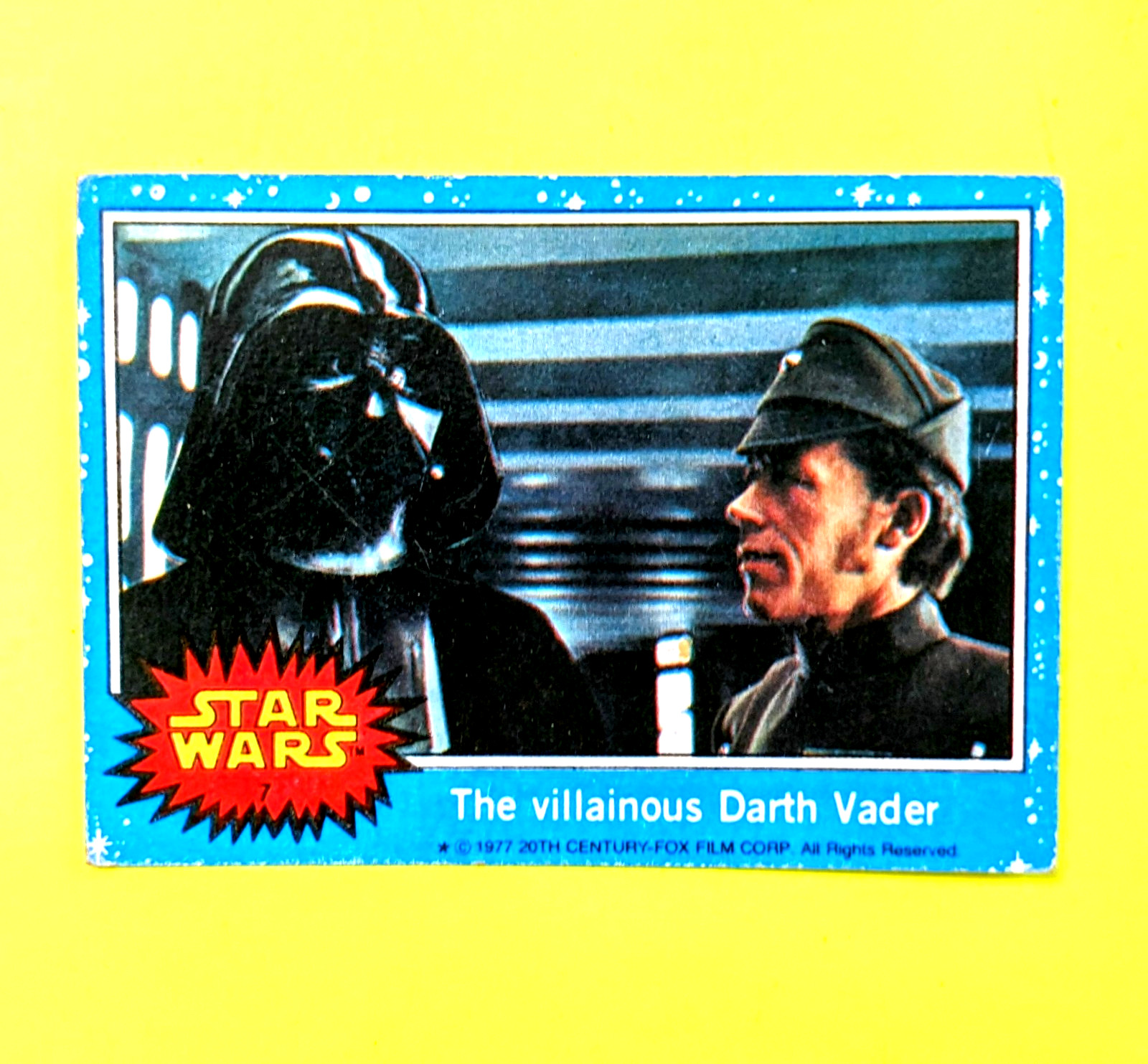 1977-TOPPS-STAR WARS-SERIES 1-BLUE-VADER-CARD-#7-GOOD-CORNERS-COLOR-CENTERED-XF-