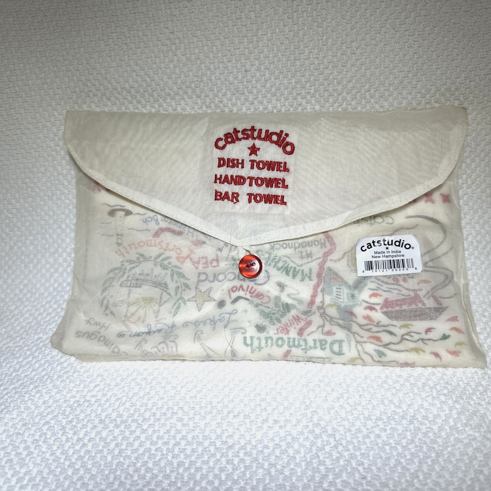 Catstudio New Hampshire Tea Towel State Map Souvenir Kitchen Gift Cats Studio