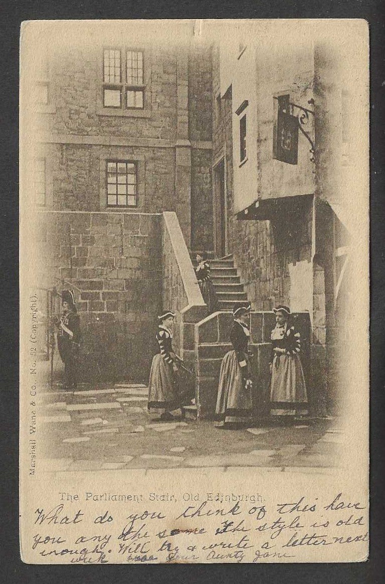 GB Scotland Old Edinburgh Parliament Stairs Postcard to Johannesburg 1905