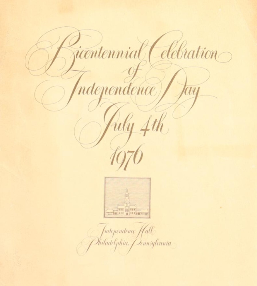 Signed by 5, July 4th 1976 Bicentennial Celebration Philadelphia Itinerary (JSA)