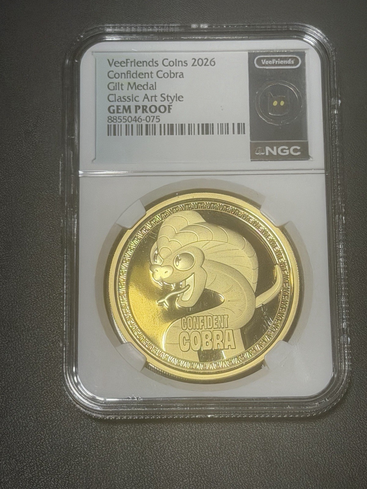 VeeFriends 2026 Confident Cobra Gilt Medal Classic Art Style NGC GEM PROOF
