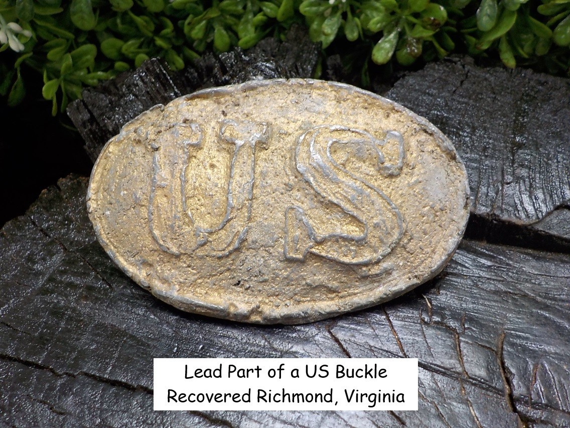 Old Rare Vintage Antique Civil War Relic Lead From US Buckle Richmond, Virginia