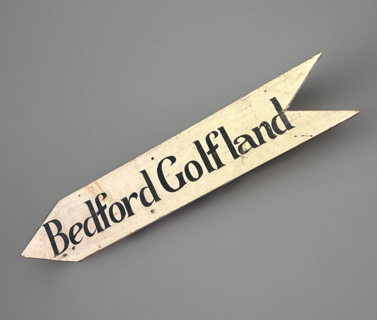 Vintage Folk Art Painted New Hampshire Wooden Directional Sign Bedford Golfland 