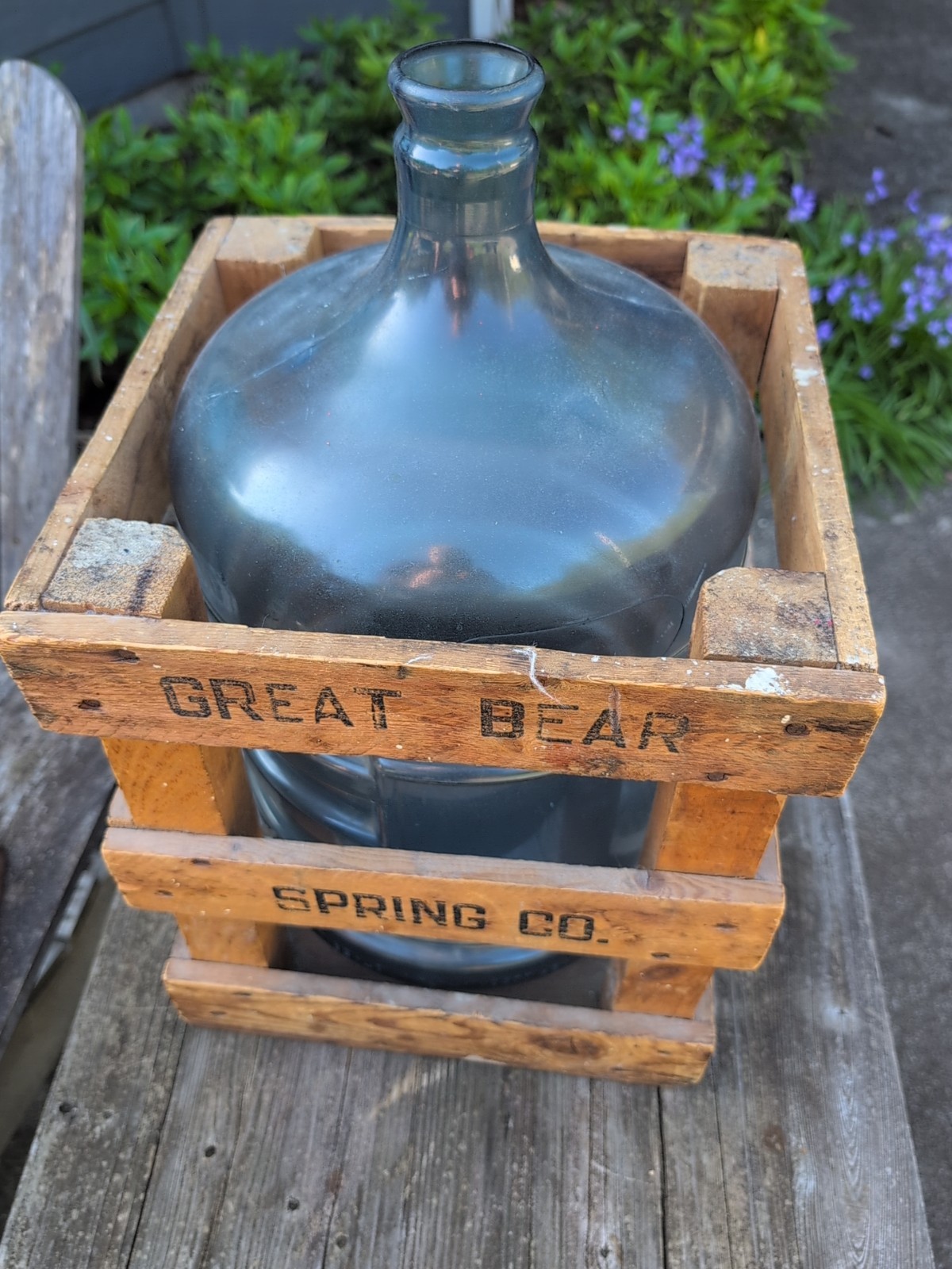 Antique Great Bear Spring Company Crate And Water Bottle (Plastic) No Cork
