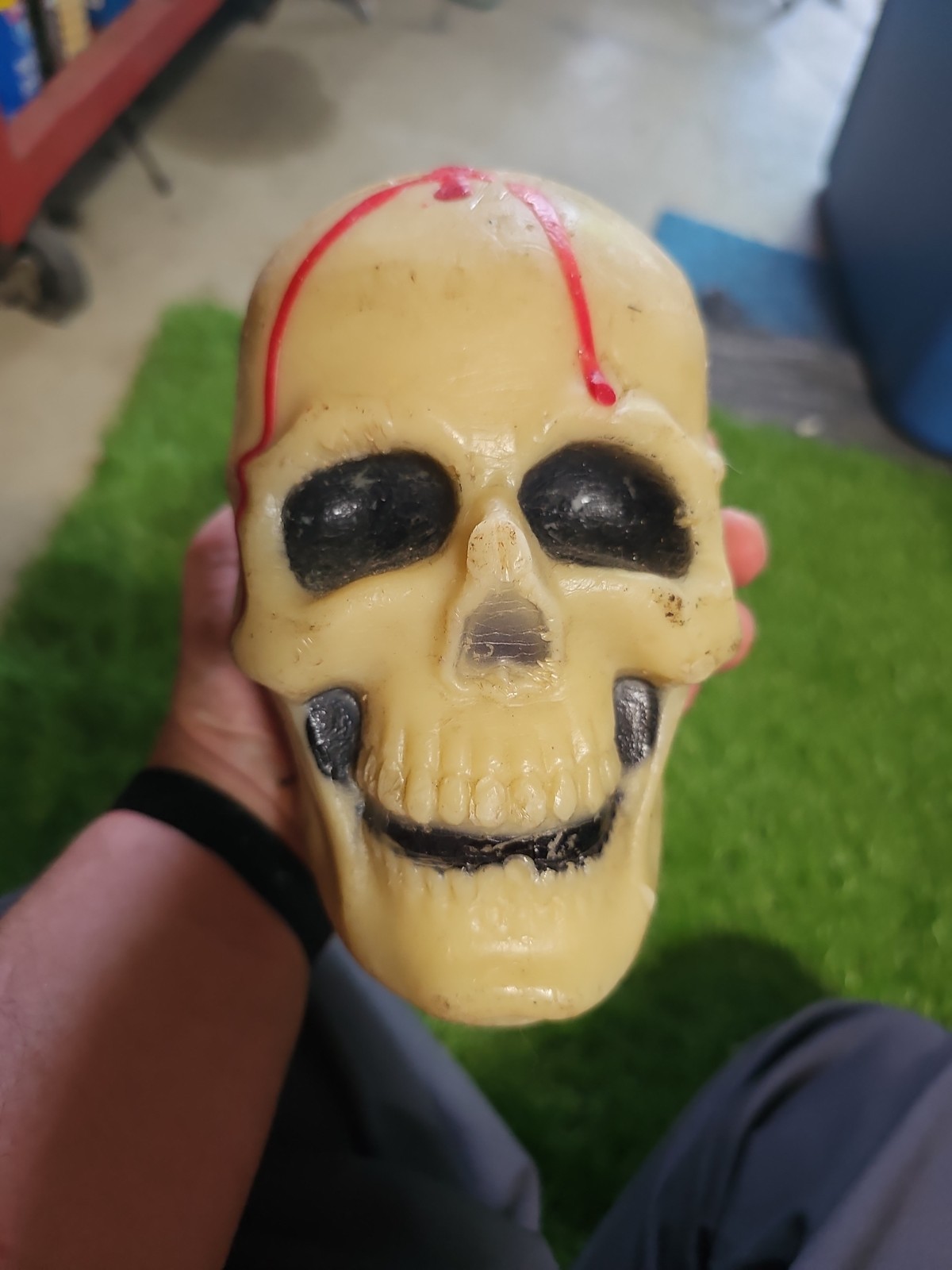 VINTAGE 1980\'S SUNI WAX SKULL CANDLE RARE Halloween Blood  