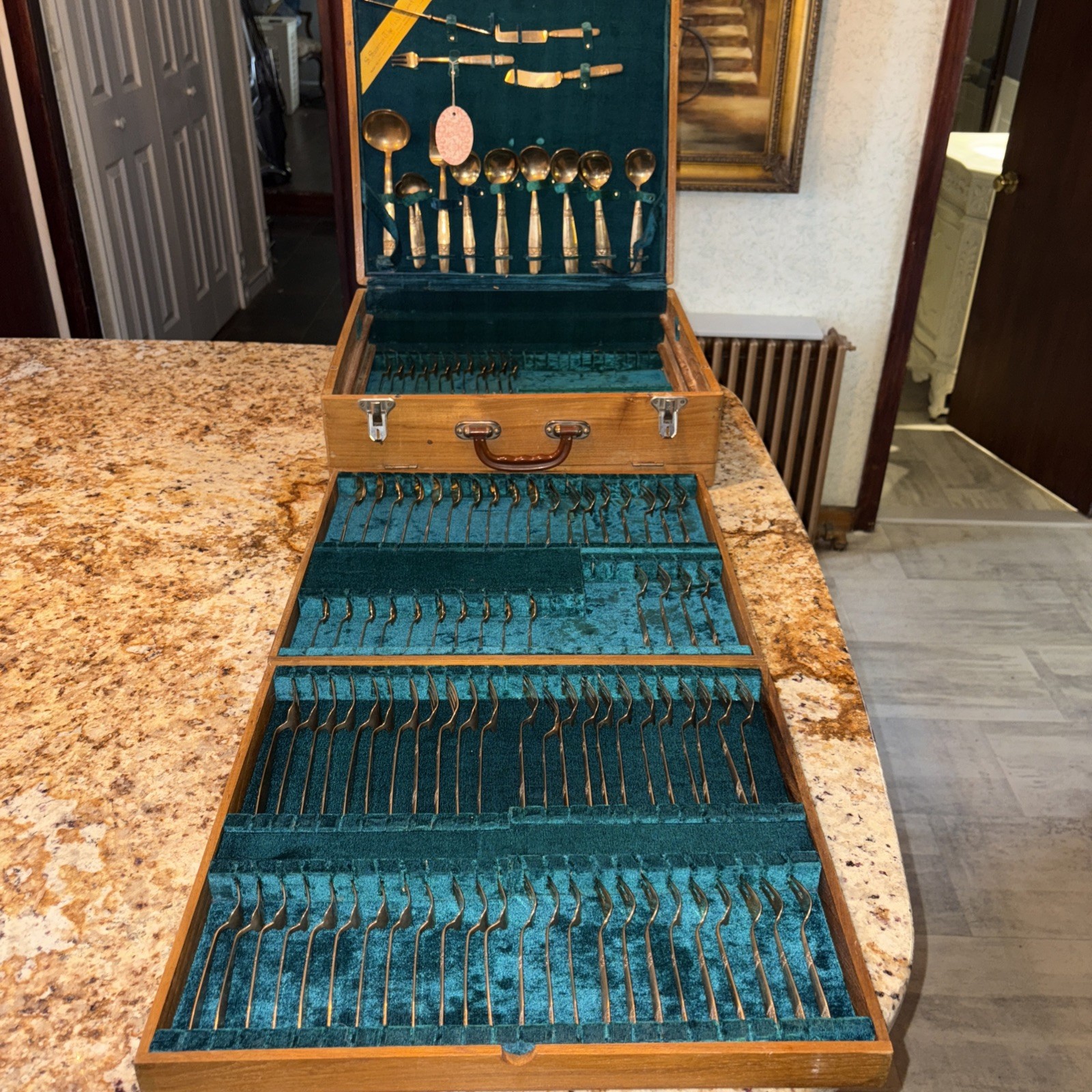 S. SAMRAN THAILAND 134 pc Flatware Set Case Bronze Service for 10 +