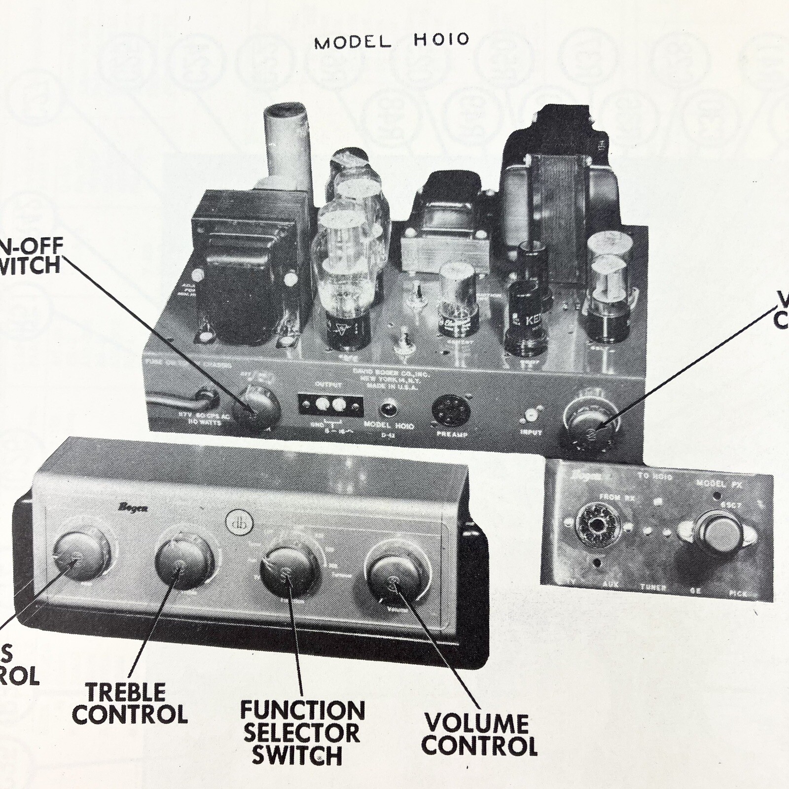 1952 David Bogen Amp H010 PX RX Service Wire Schematic Repair Manual Vintage