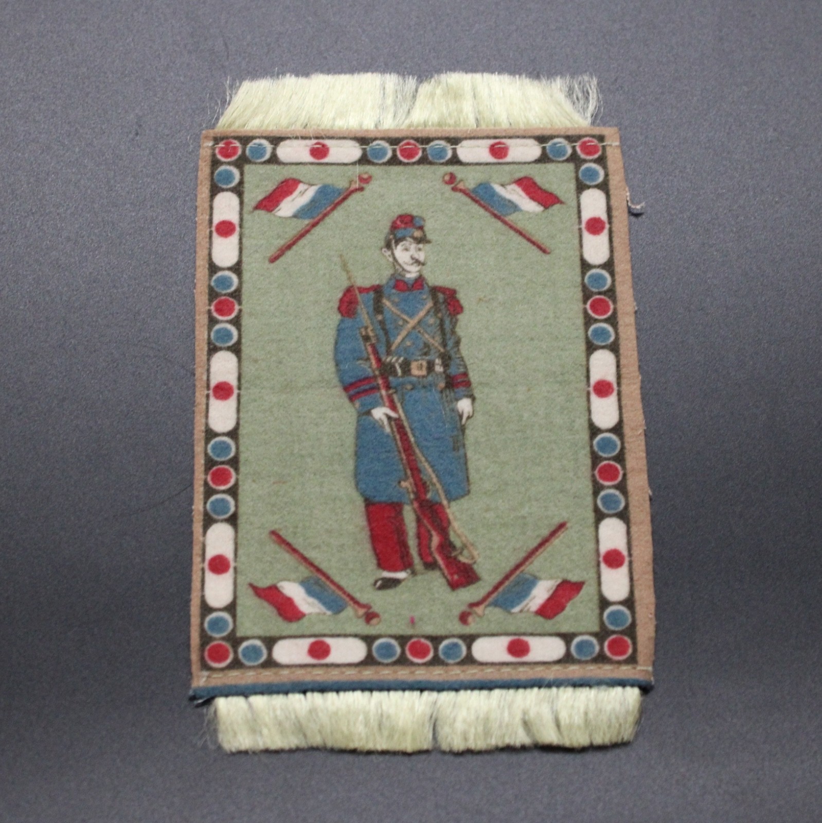 RARE Vintage French Soldier Felt Rug 1908 - American Tobacco Co