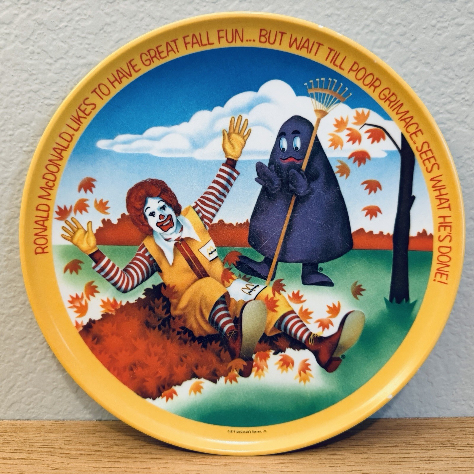 Vintage 1977 McDonald\'s Four Seasons Plate Fall Autumn Ronald Grimace Lexington