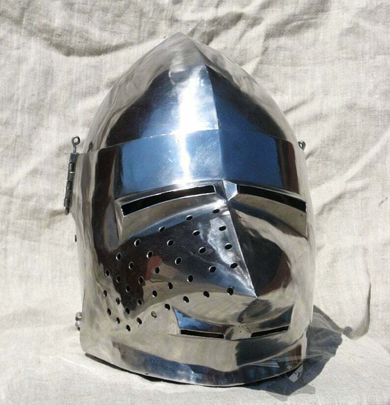 SCA HNB Helmet Steel Medieval Combat Bascinet Helmet Pig Face Helmet