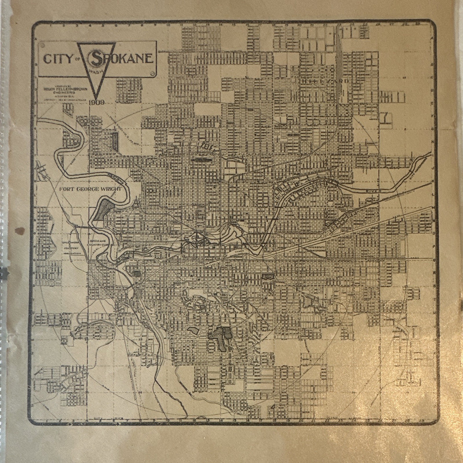 1909 City of Spokane, WA Map w/ Library of Congress Copyright Docs (Feller)