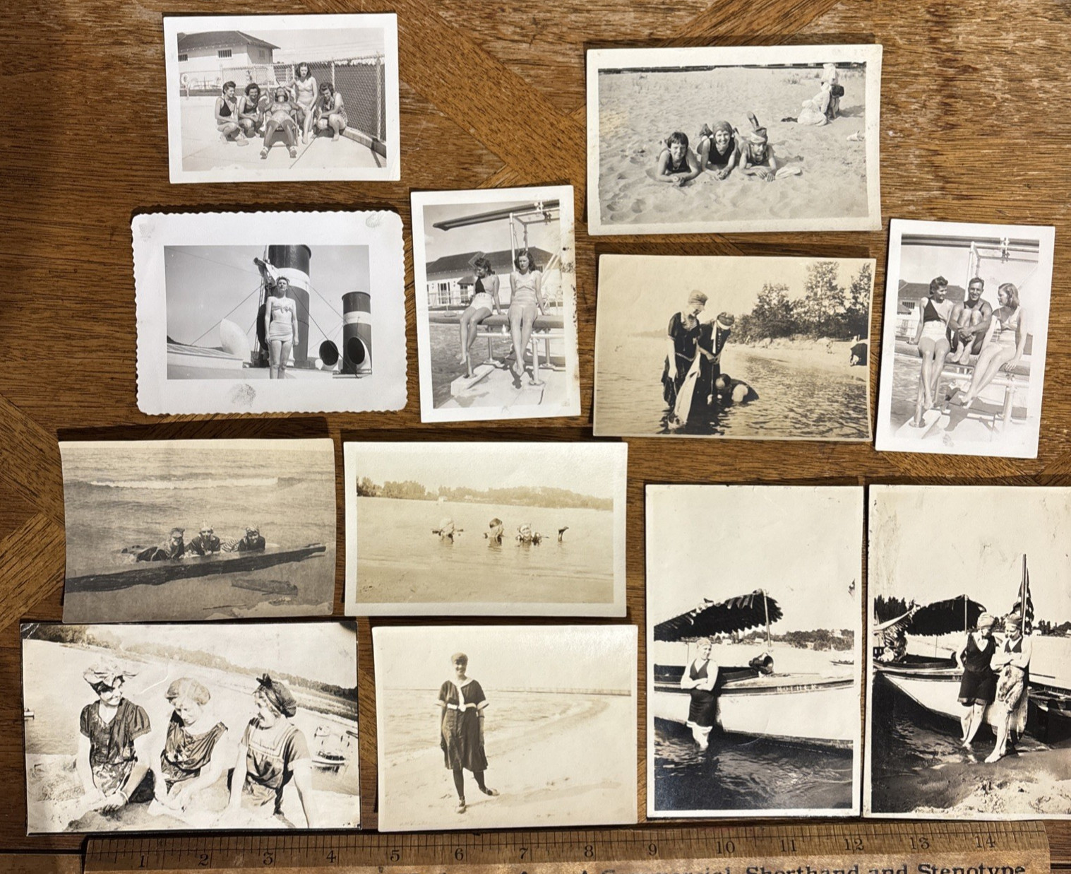 12 Vintage Unique Photos Lot of Women in Bathing Suits.