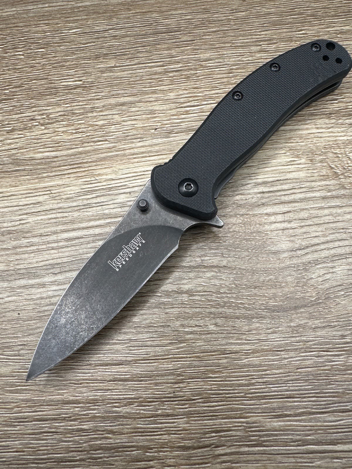 Kershaw Zing 1730BWH3 BlackWash RJ Martin Design Black Folder Pocket Knife Used