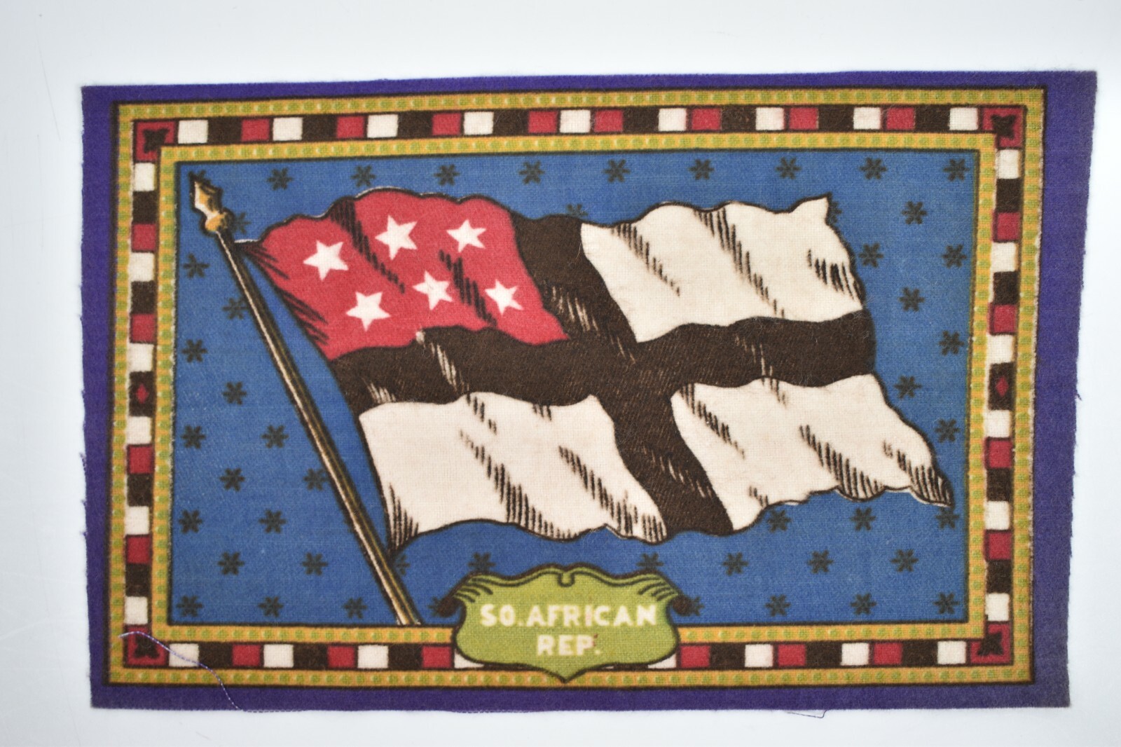 Vintage Circa 1910's South African Rep. Flag: Tobacco Felt Flannel Cigar Premium