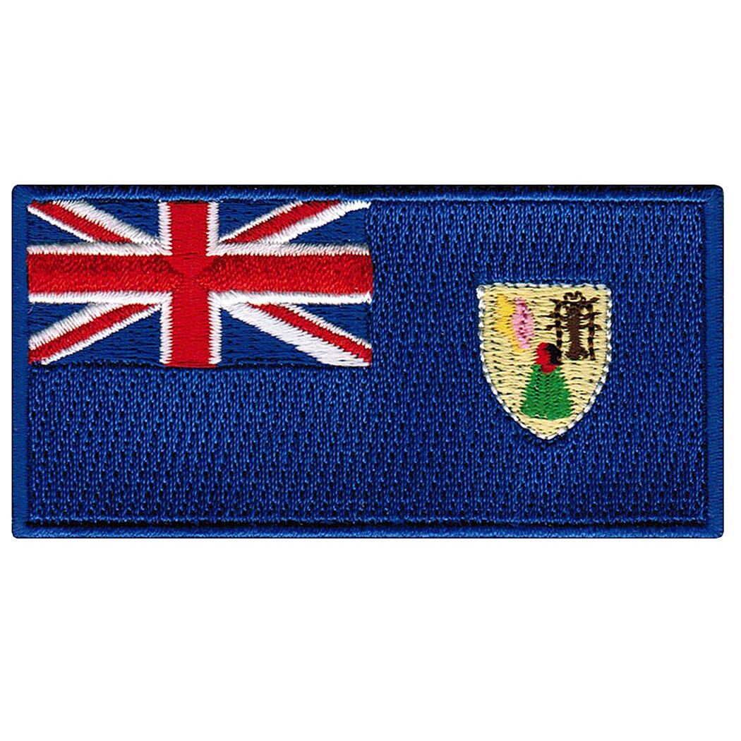 TURKS and CAICOS ISLANDS FLAG PATCH CARIBBEAN embroidered iron-on TRAVEL EMBLEM