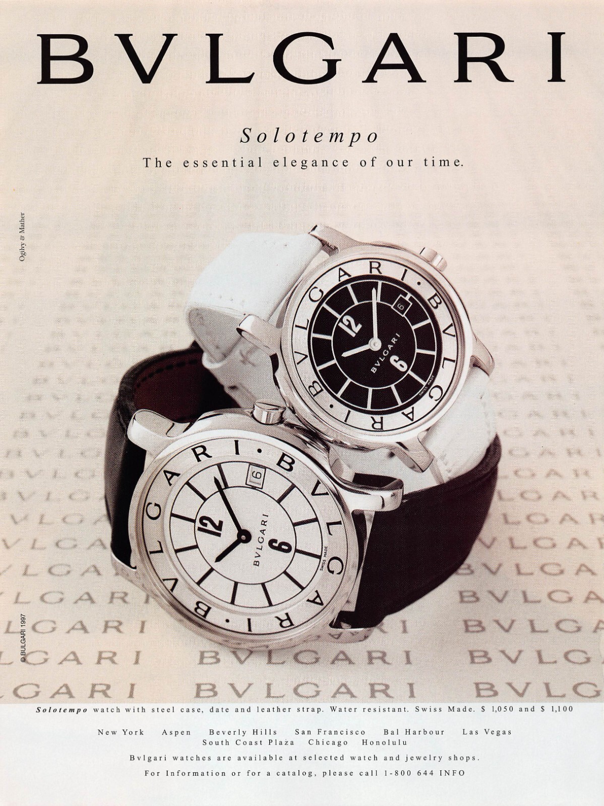 Bulgari Solotempo The Essential Elegance Of Our Time 1997 Vtg Mag Print Ad