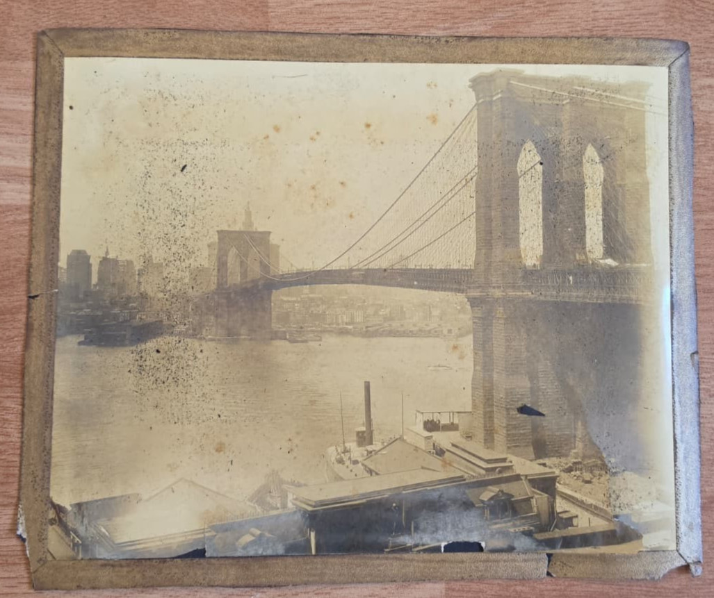 RARE 1900s NYC MANHATTAN BROOKLYN BRIDGE BUILDING AERIAL VIEW ORIGINAL Photo 379