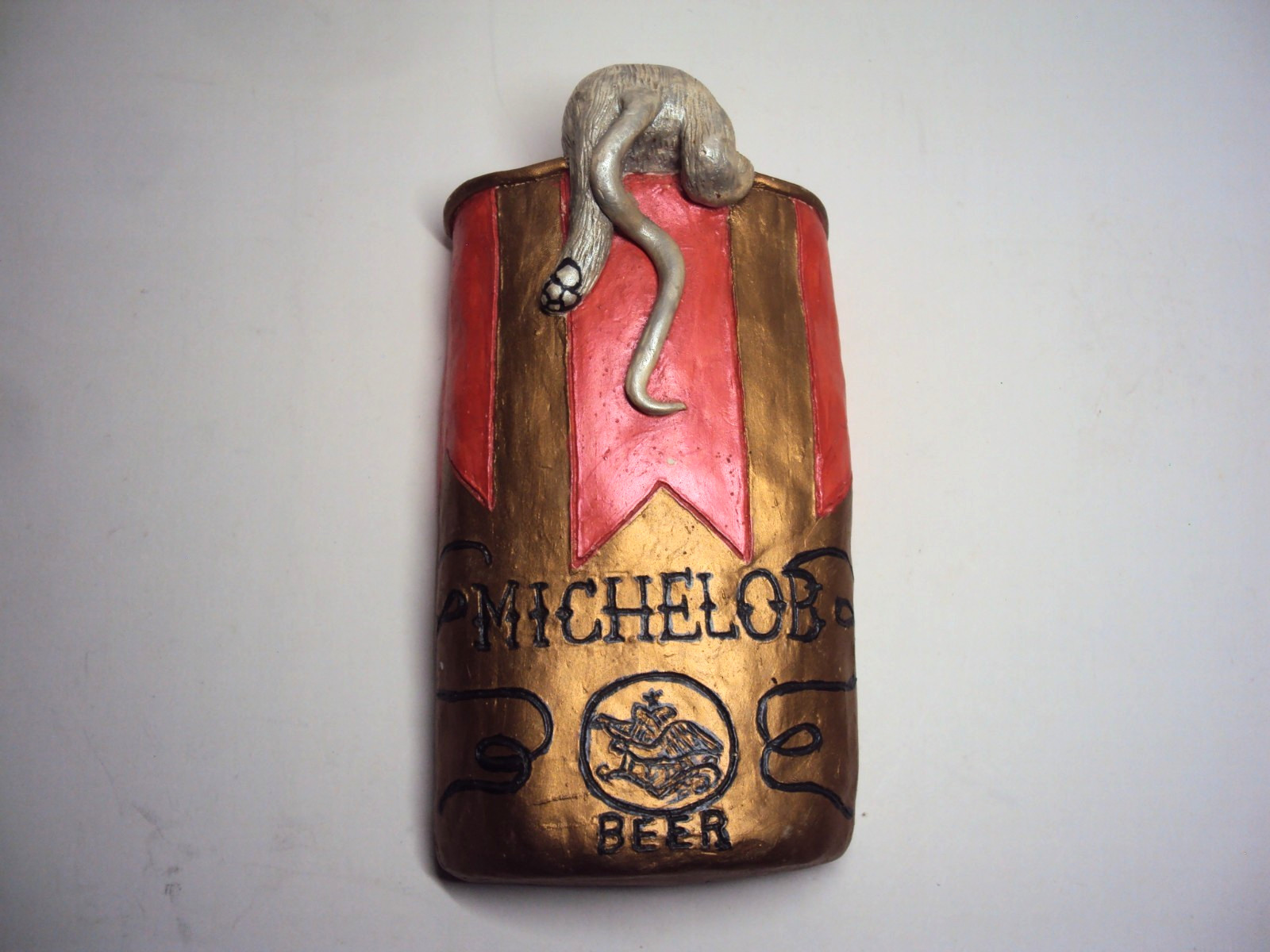 Vintage Chalkware/Ceramic Beer Can Art HTF  1970's Bar Advertising    Michelob