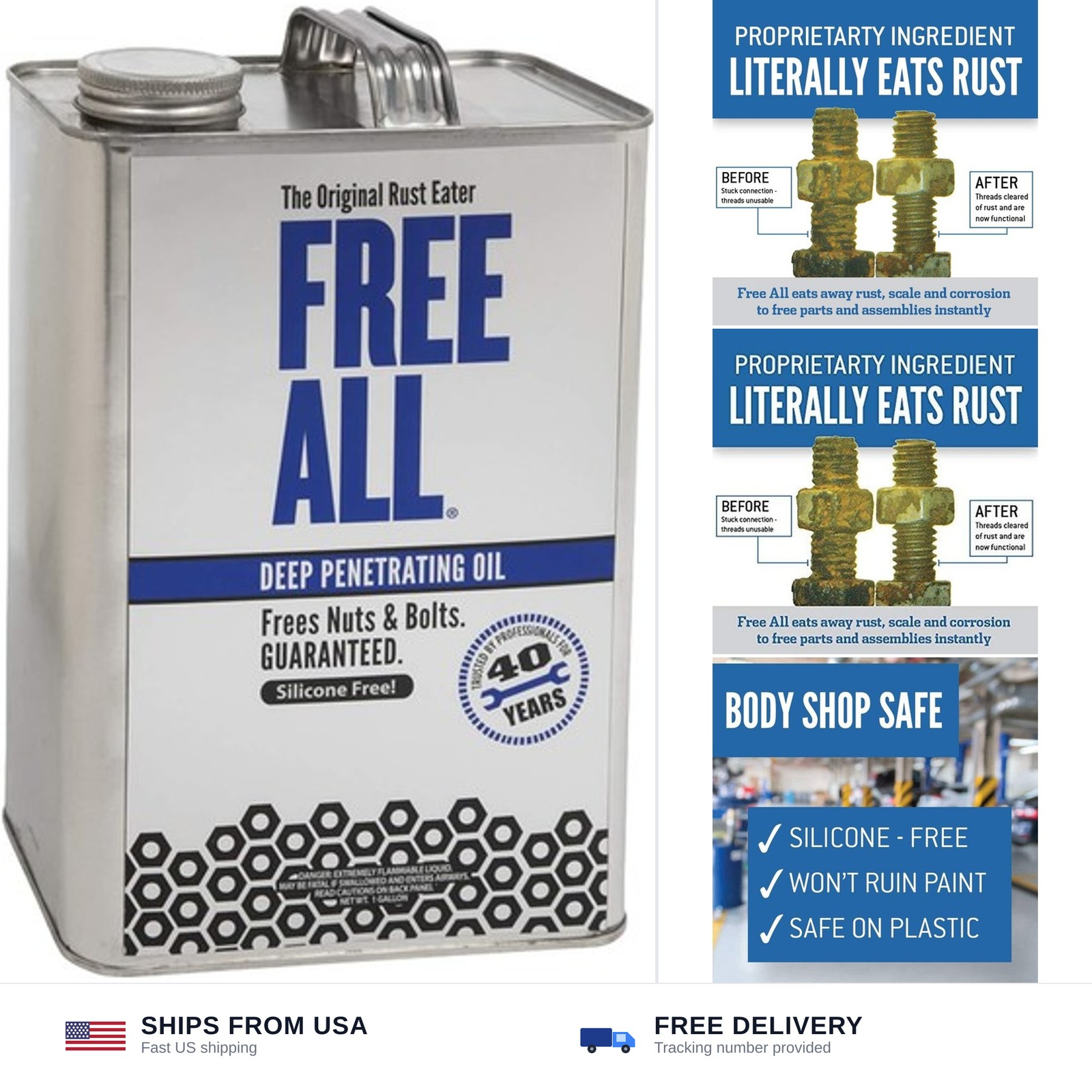 Free All Rust Eater Deep Penetrating Oil, 1 Gallon Can – Loosens Rusted Bolts... Free All Rust Eater Deep Penetrating Oil, 1 Gallon Can – Loosens Rusted Bolts...