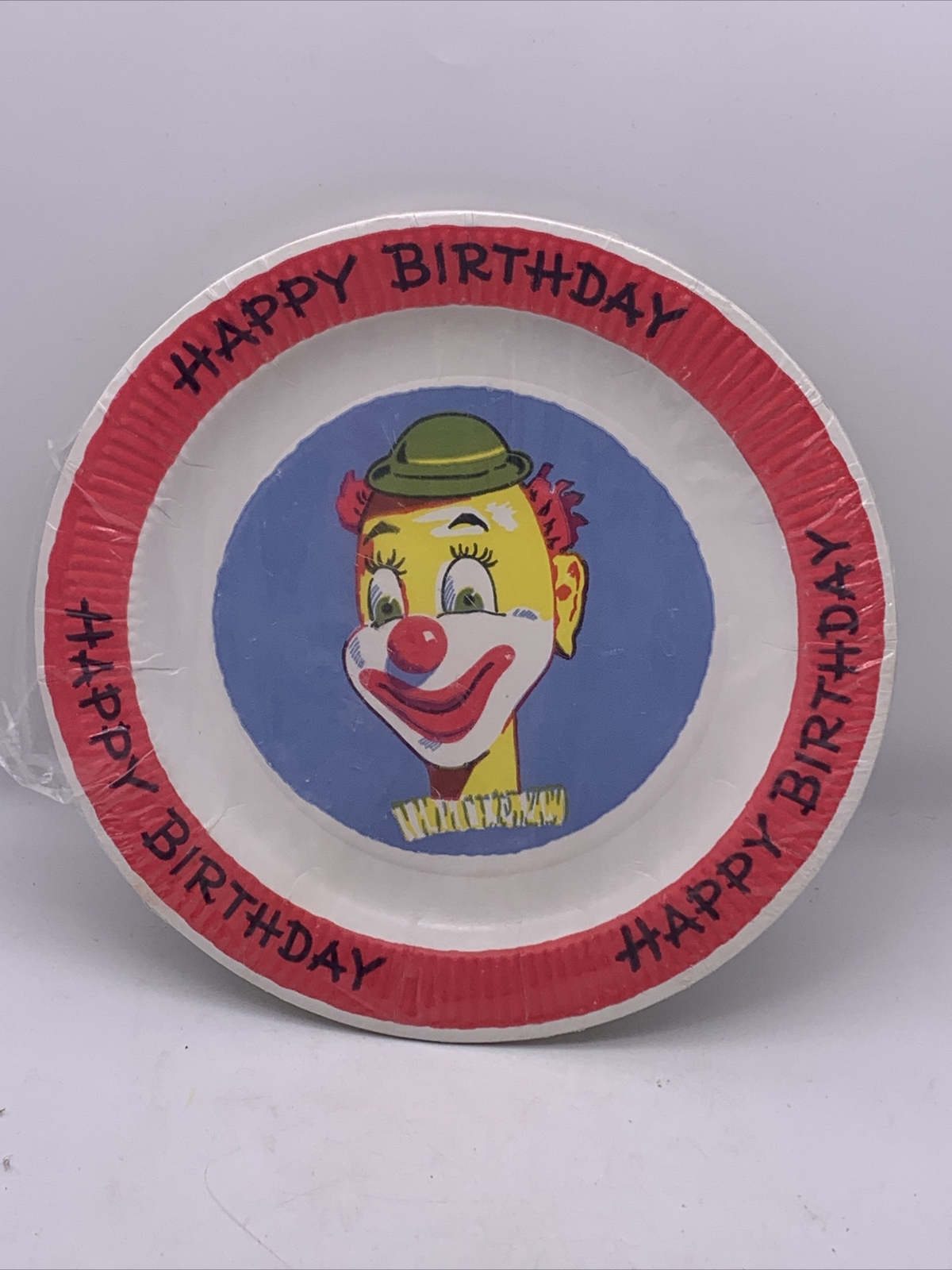 Rare Vintage Clown Birthday Paper Plates Set of 6 Sealed Handi-Set NOS