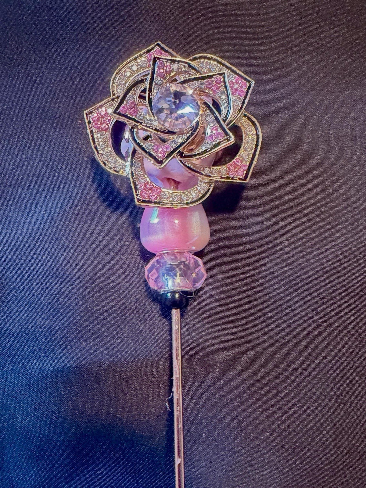 Luxury Handmade Cigar Nubber (Cigar Pick)  - Gilded Bloom - Pink Rhinestone