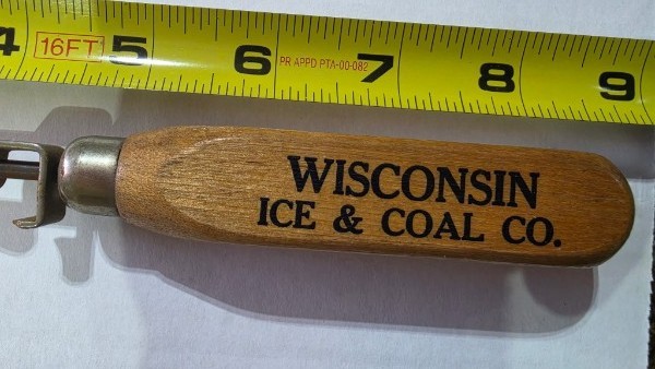 •	Vintage 1930s Wisconsin Ice & Coal Co. Advertising Ice Pick & Bottle Opener