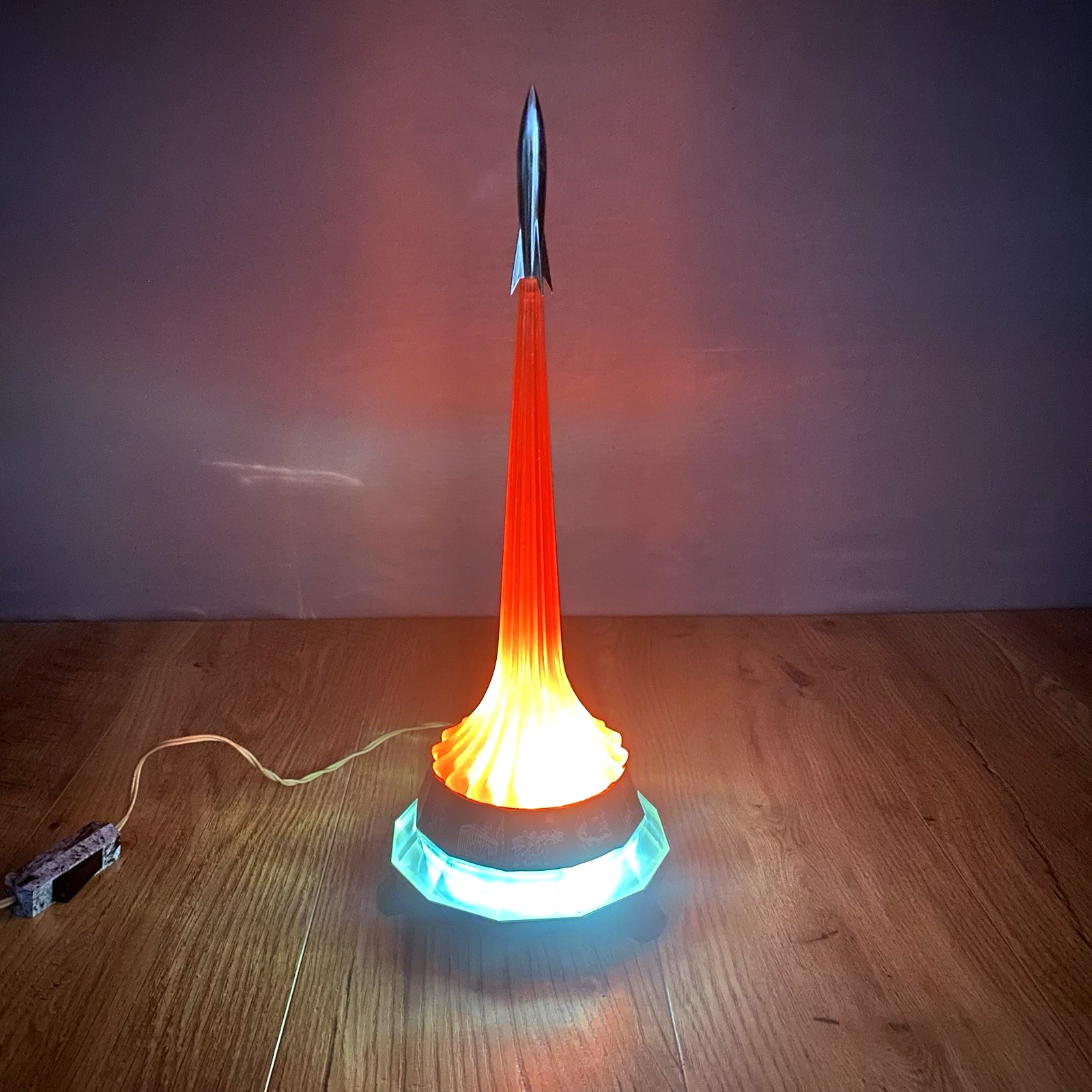 Vintage Soviet Table Lamp USSR Night Rocket Vostok Soviet Space Program.