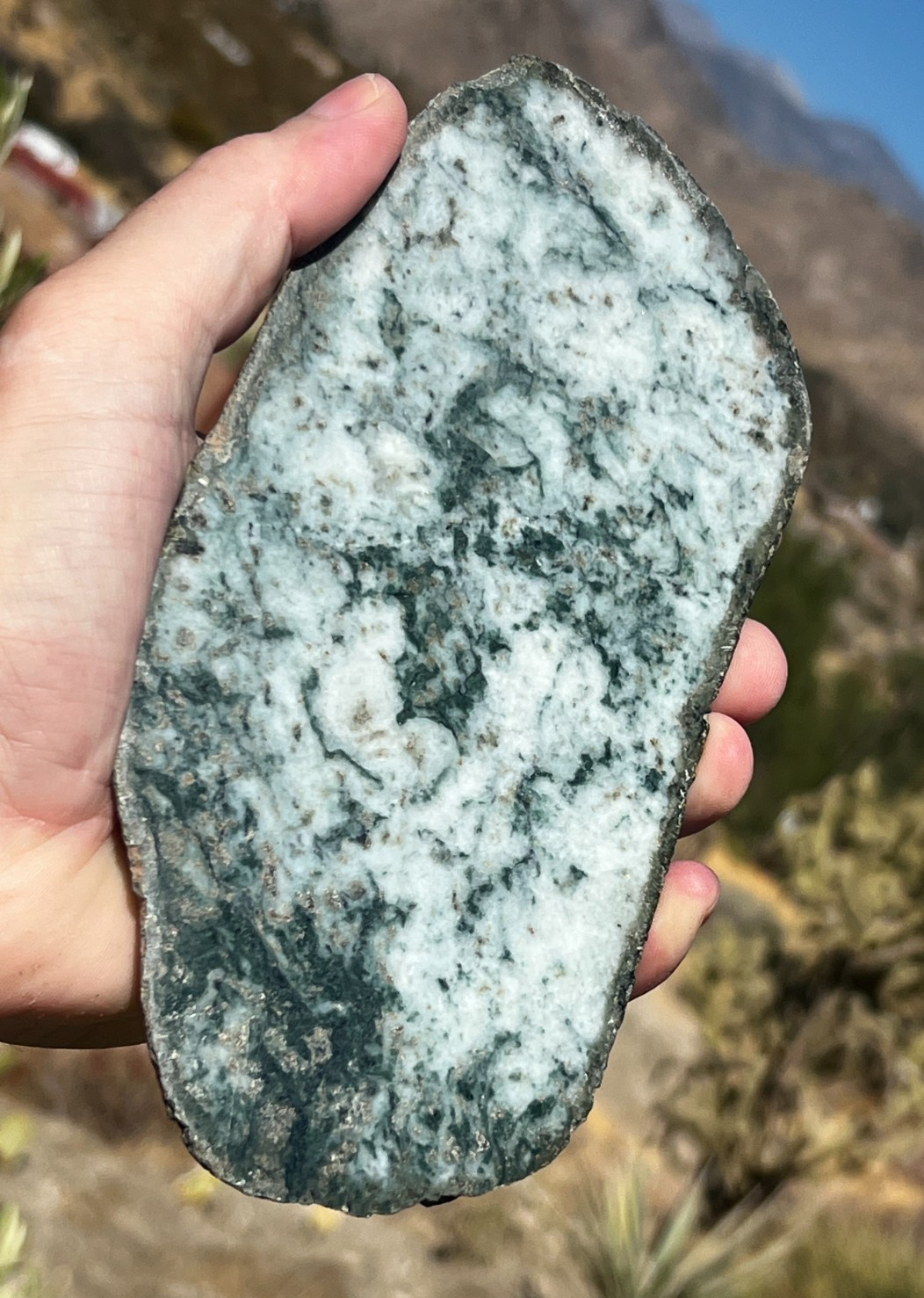 Burmese Jadeite Slab Type A Green White Polished Boulder 1.9lb Lapidary Cabbing