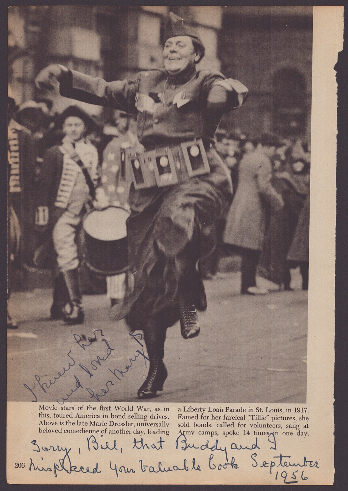 MARY PICKFORD - INSCRIBED BOOK PAGE SIGNED 9/1956