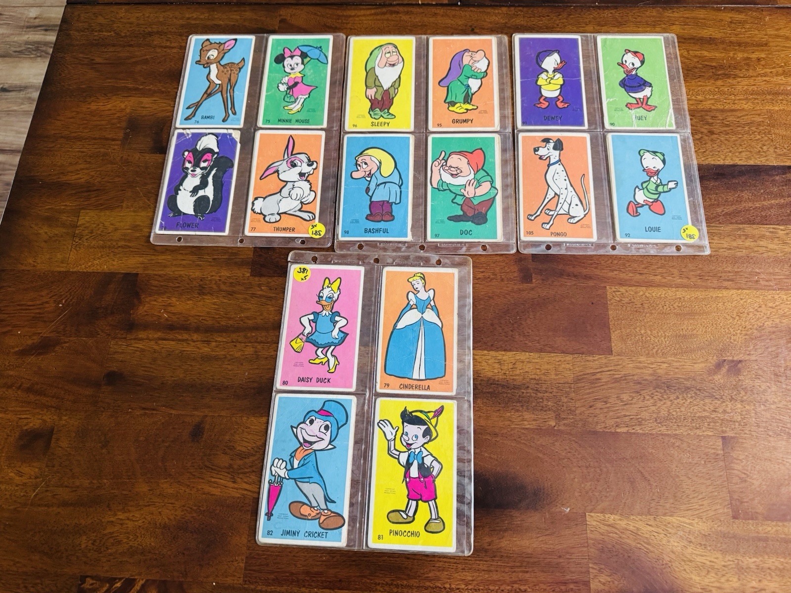 Vintage 1962 Dynamic Toy Inc. Walt Disney character jumbo trading card lot.