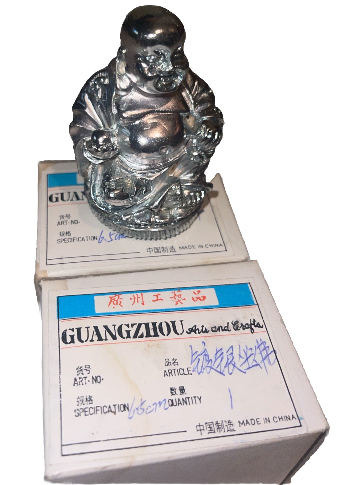 Real 999 Fine Silver Statue 2.36 inch HBuddha Carry Yuanbao 40-42g
