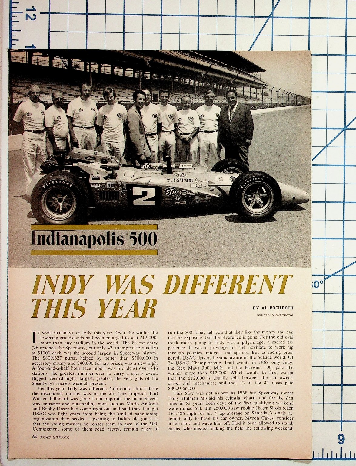 1969 Indianapolis 500 Magazine Article Mario Andretti Race Cars STP Firestone