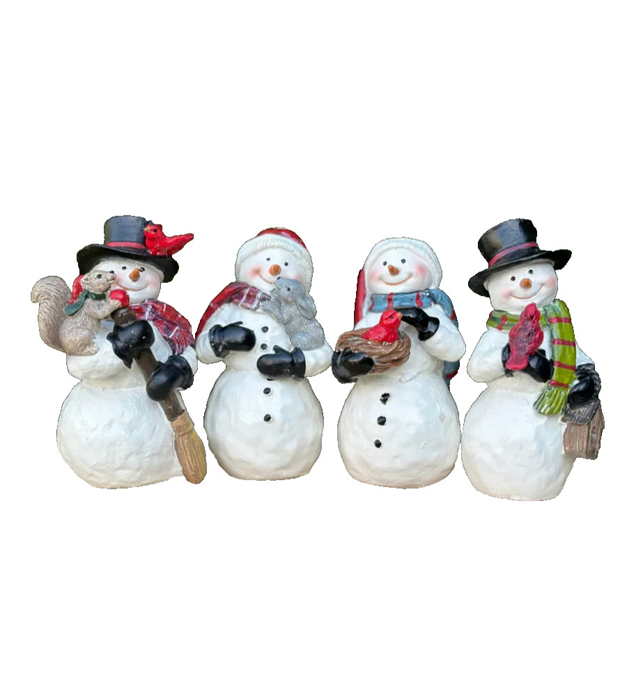 Cute 4-Piece Winter Snowmen Set | Christmas Village Decor