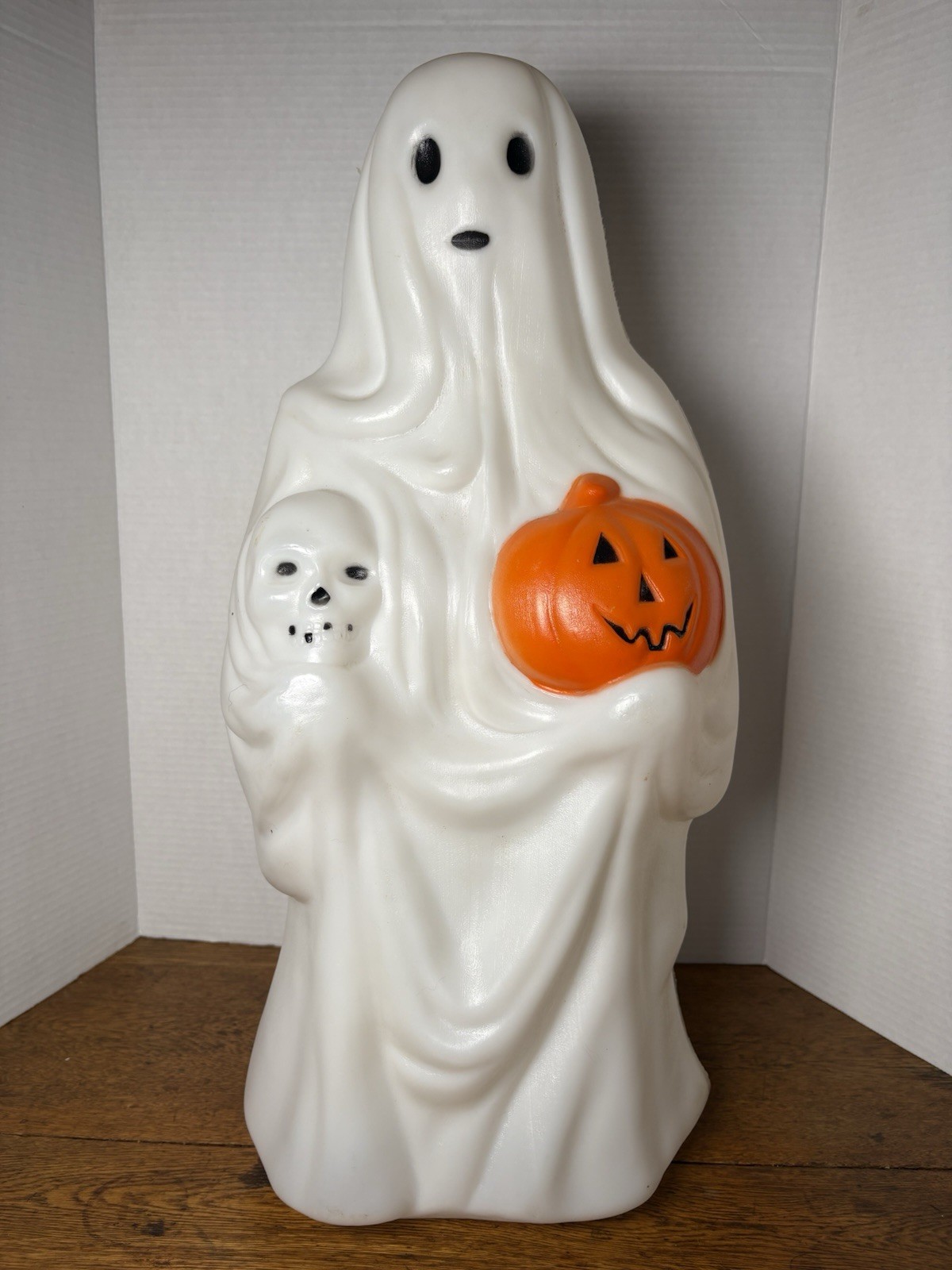 Vintage Empire Ghost With Skull And Pumpkin Blow Mold 23”