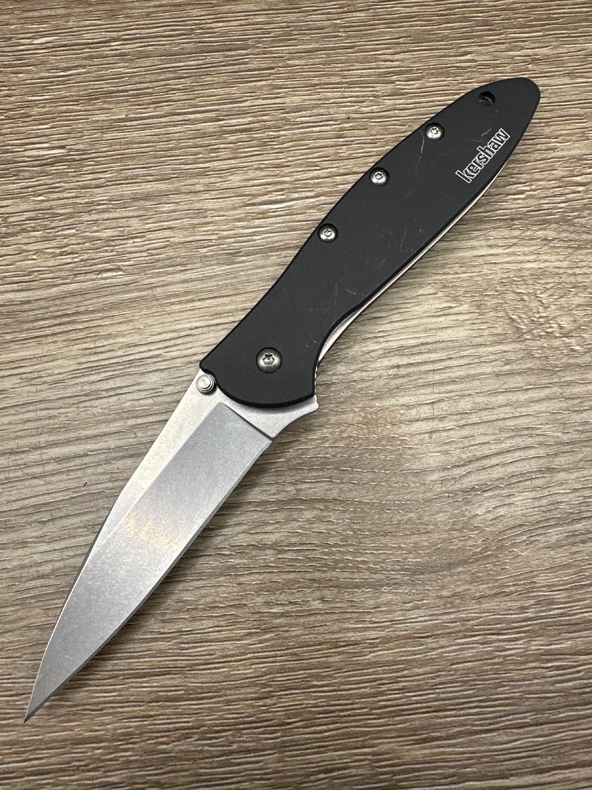 Kershaw Leek 1660SWBLK Ken Onion Black Stonewash Drop Point Folding Knife USA
