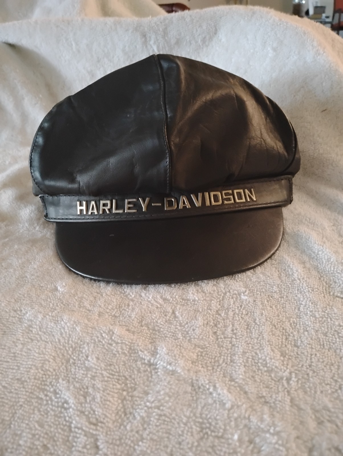 Vntg Harley Davidson S,  leather captains hat