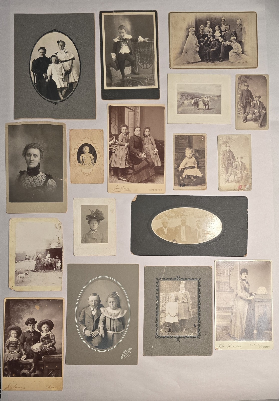 Antique Victorian Photo Lot 17 Cabinet Cards CDVs Family Portraits Ulverston