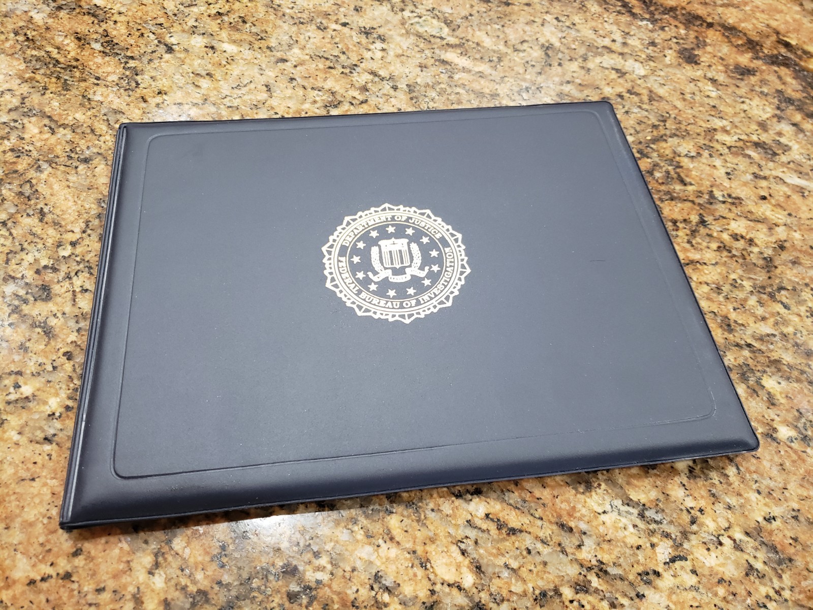 FBI Certificate Presentation Folder Two sides of 8.5X11 certificate DOJ