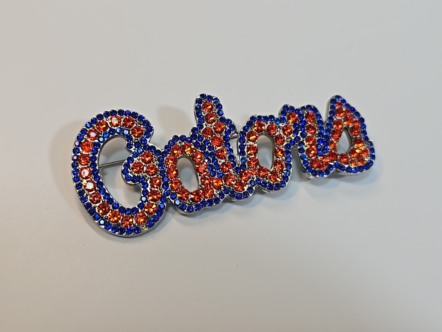 Gators Brooch Pin Univ. of Florida Gainesville Blue/Orange Faceted Faux Gems #2