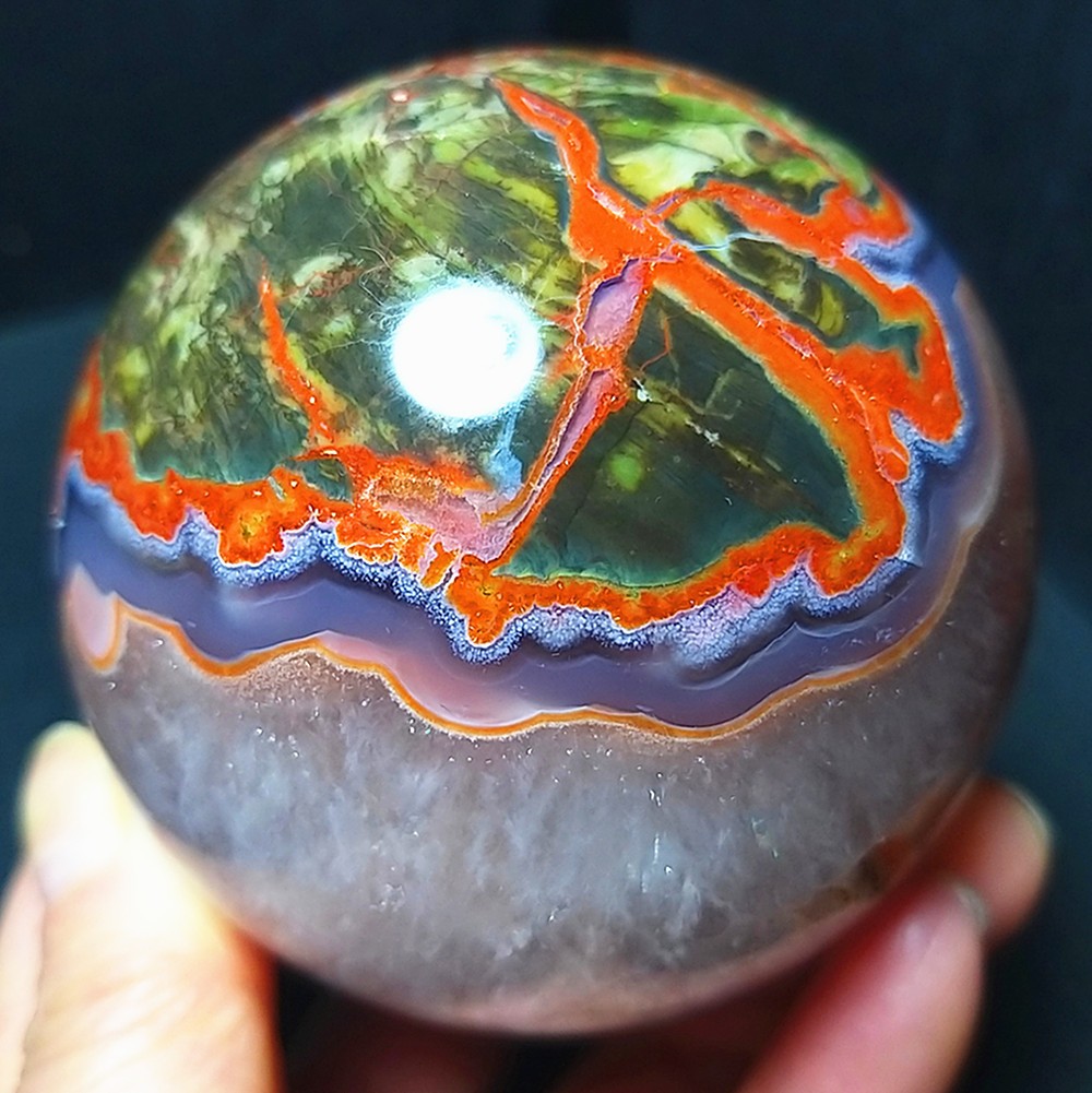 RARE 495.2G 71mm Natural Polished Colorful Agate Sphere Ball Healing A4718