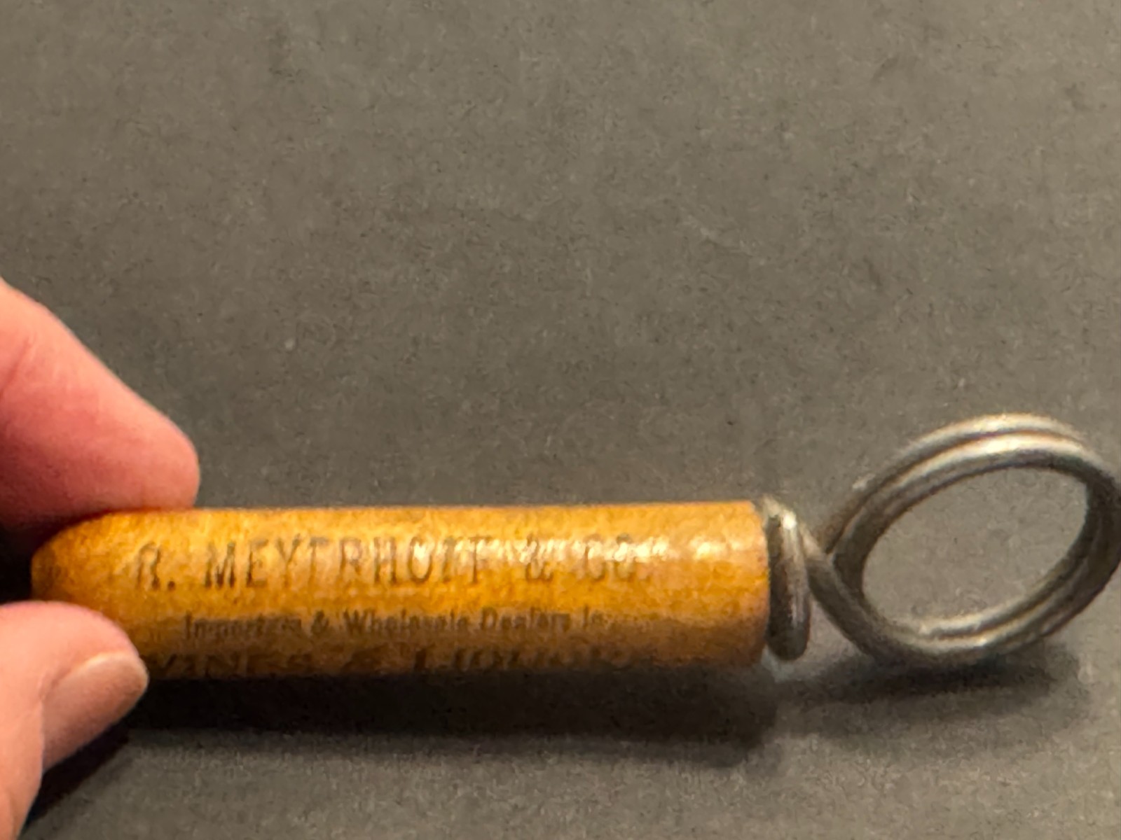 A-130 Vintage Double Ring Advertising Corkscrew -R. Meyerhoff Wines & Liquors
