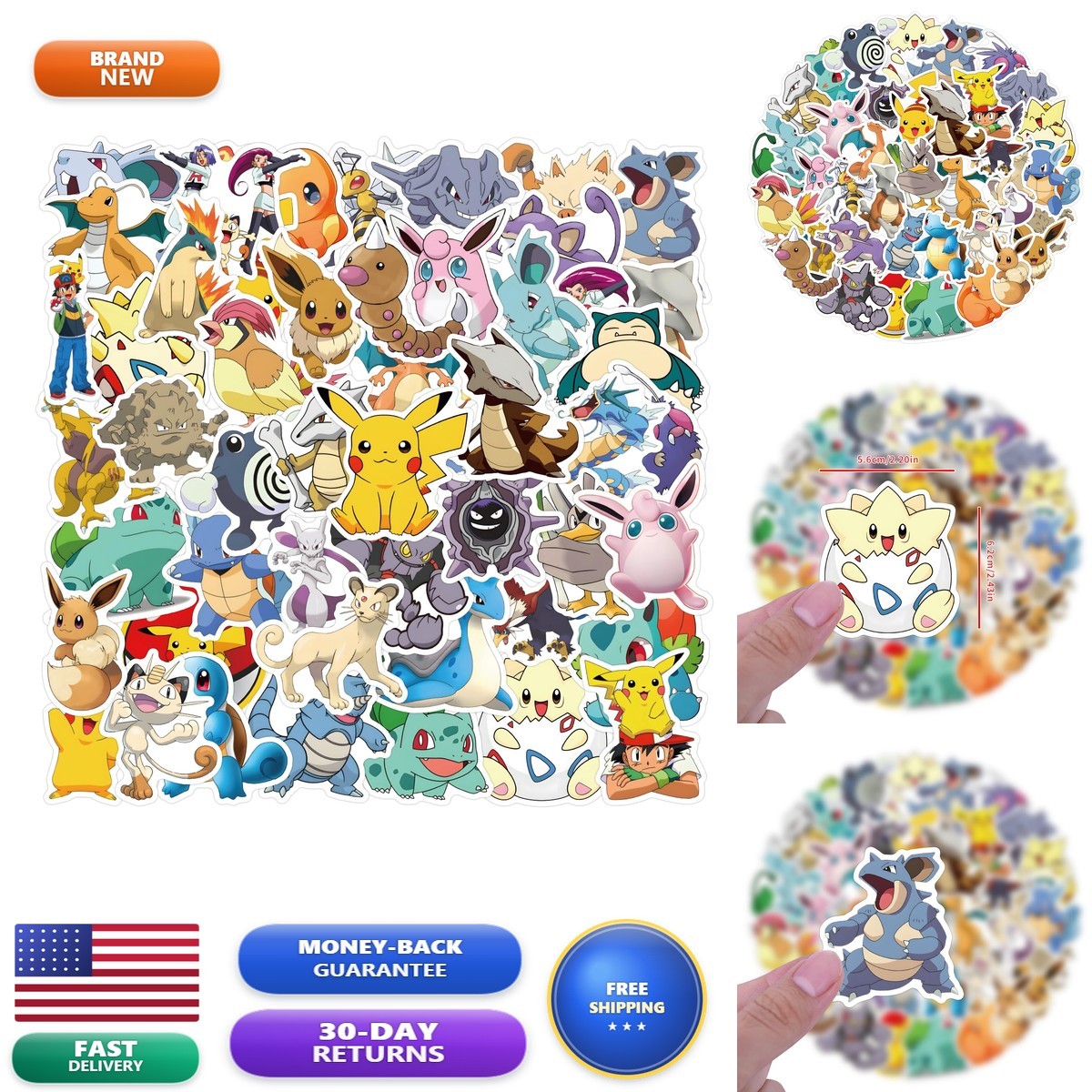 WANVAE 50pcs Cute Anime Cartoon Stickers Teen Laptop, Cool Monster Waterproof