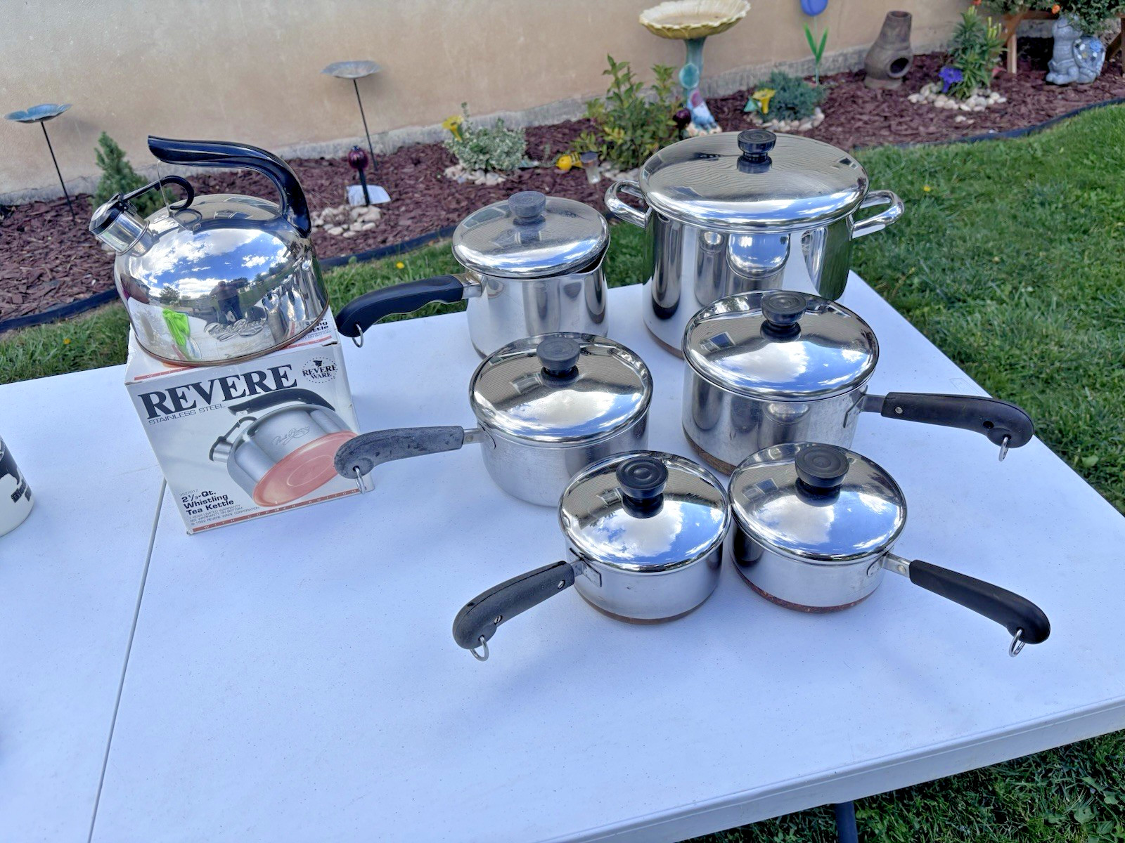 LOT OF 13 PIECES VTG 1801 Revere Ware Pot Pan Set Copper Bottom (1 NOT COPPER B.