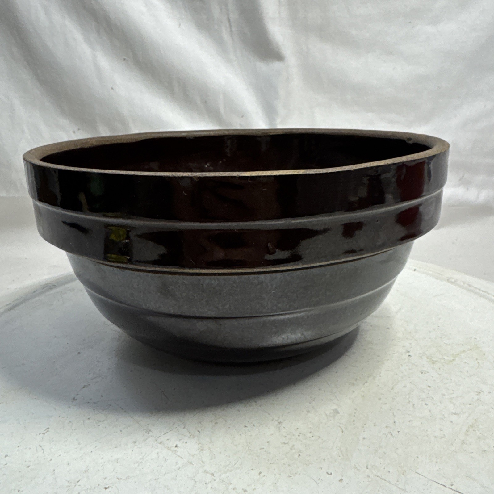 Brown Glaze Nesting Mixing Bowl Tanware American Pottery Primitive 8in USA