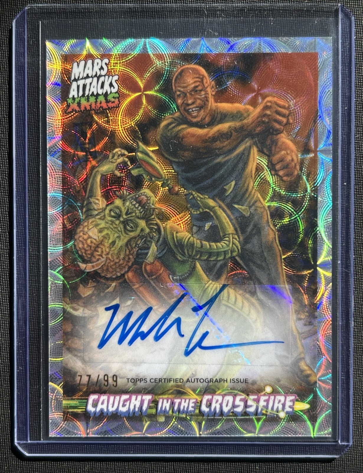 2026 Topps Mars Attacks Xmas Mike Tyson Caught In the Crossfire Autograph 77/99