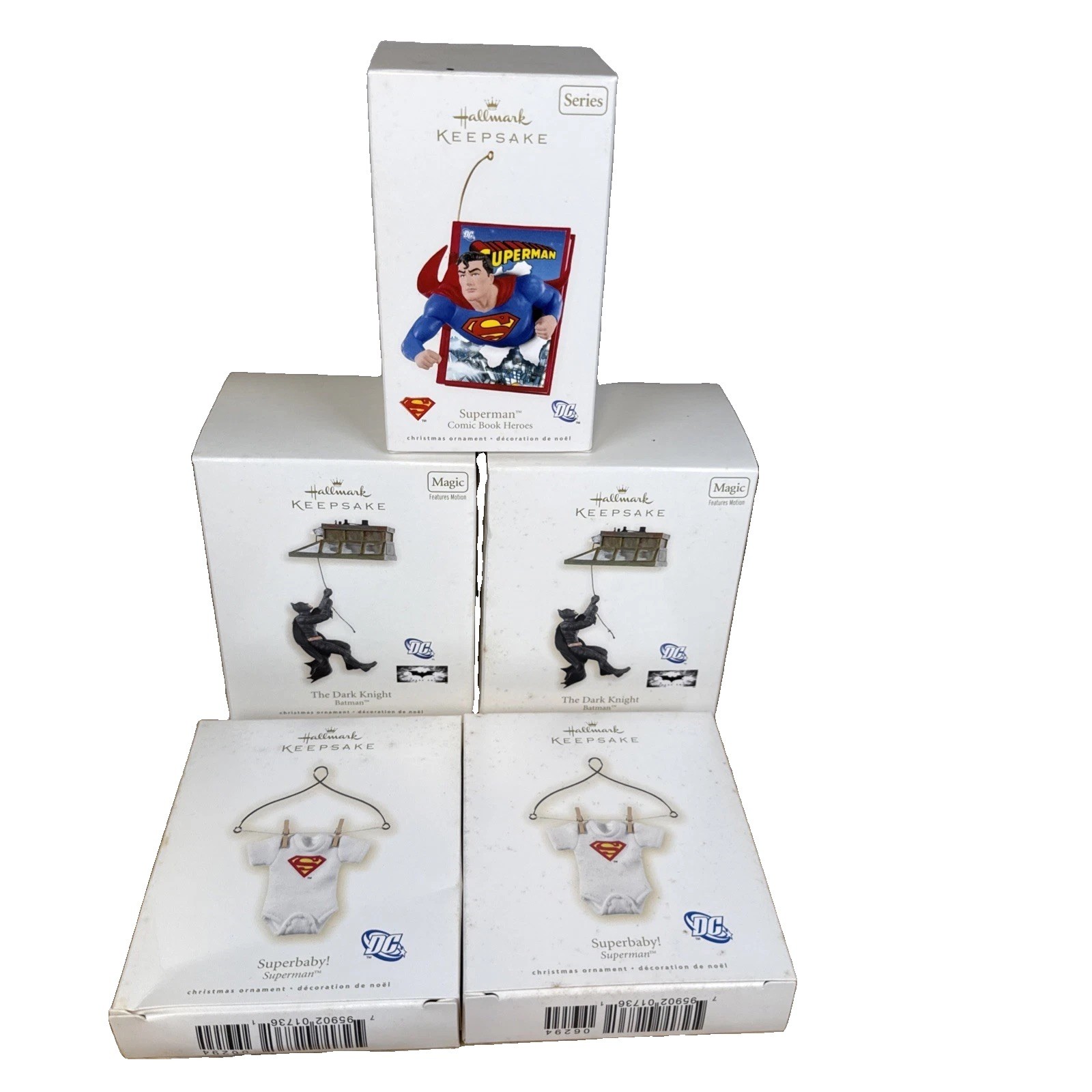 Lot Of 5 DC Comics Hallmark Keepsake Ornament Super Baby Superman Batman 2008