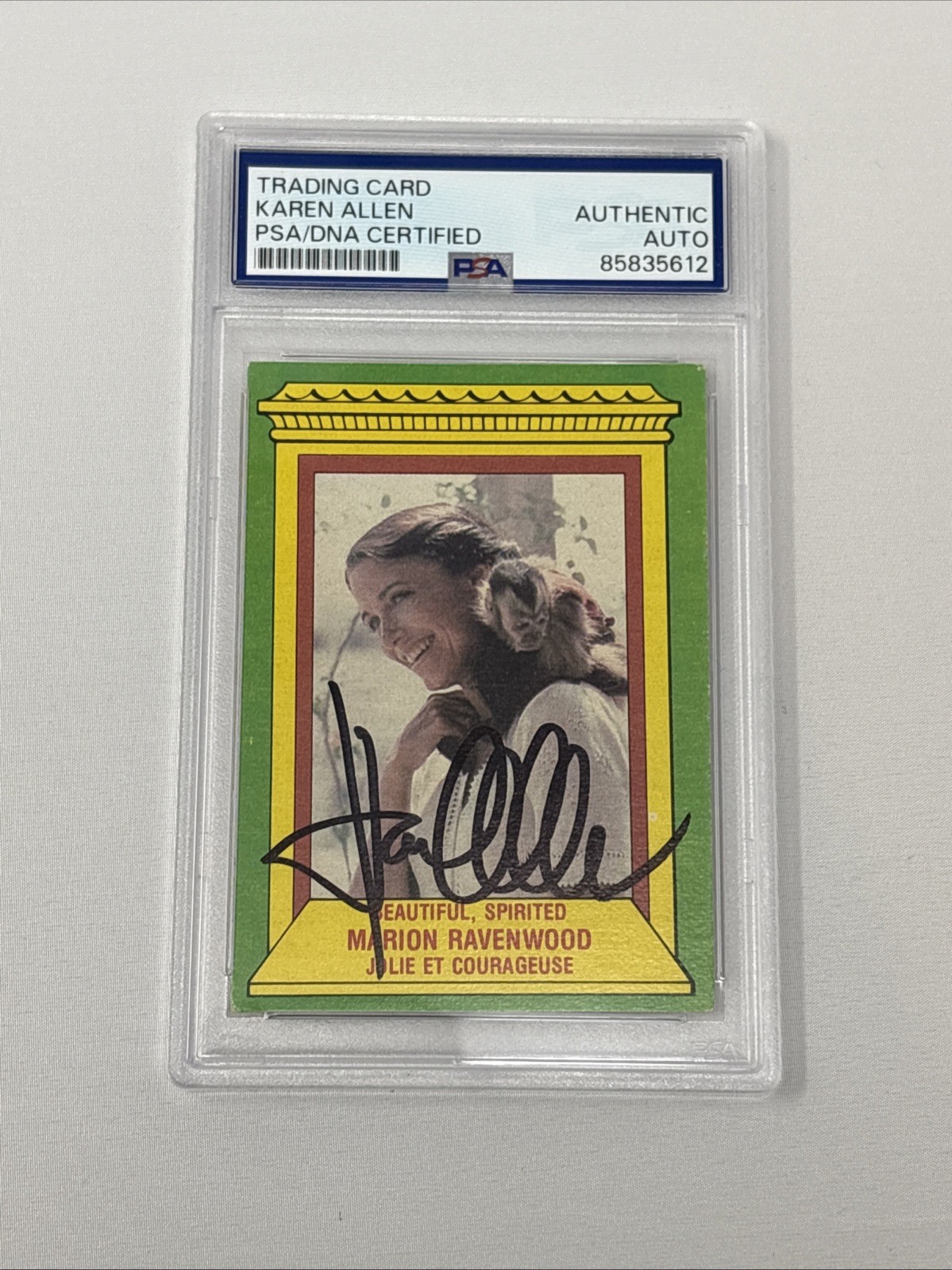 1981 Topps Raiders Ark Marion Ravenwood Karen Allen Signed Card PSA/DNA OPC #3