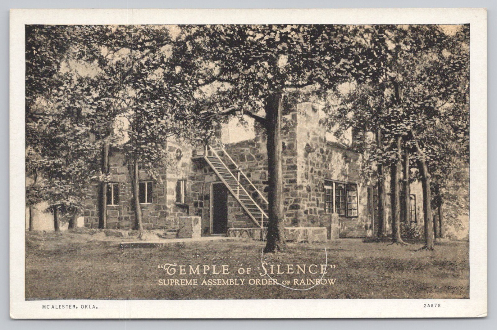 Temple of Silence, Order of Rainbow, McAlester, Oklahoma OK WB Postcard